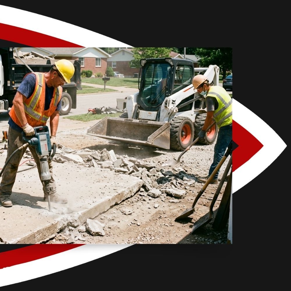 team actively working on a concrete removal project