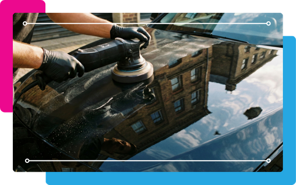 polishing a car hood