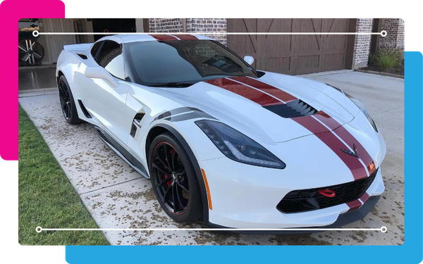 White with red stripe corvette
