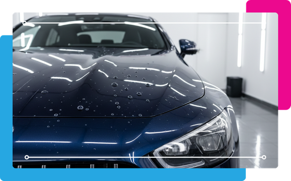 water beading off of a recently ceramic coated car