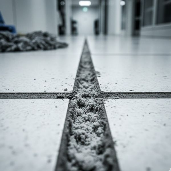 Cloudy/gray build-up in the section between the ventilated tiles cleaned. This build-up cannot be removed by mopping the floor.