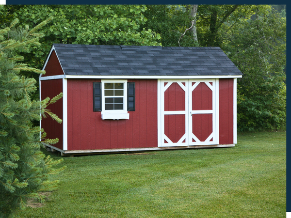 red shed in yard