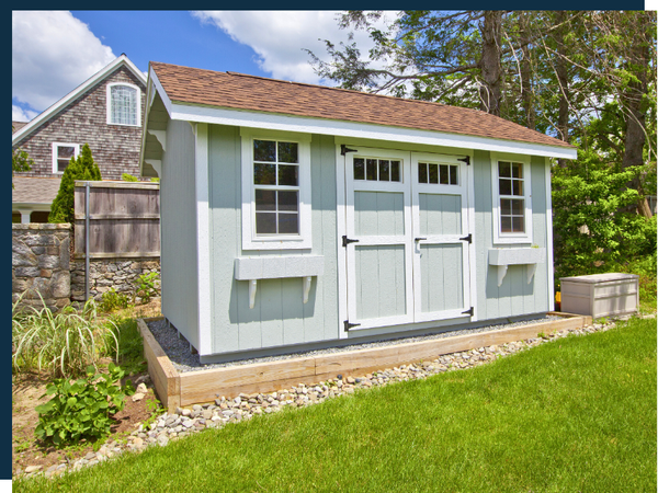 shed in yard on platform