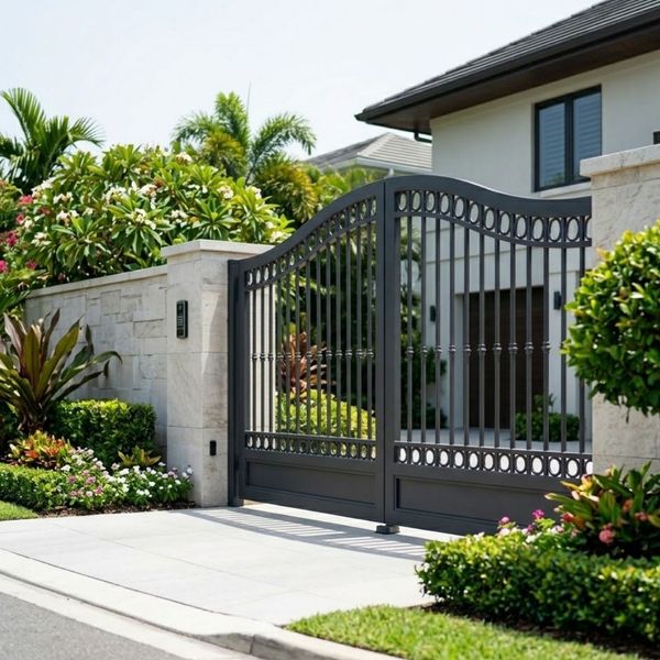 n aesthetically pleasing automatic gate system showcasing high curb appeal and property value.