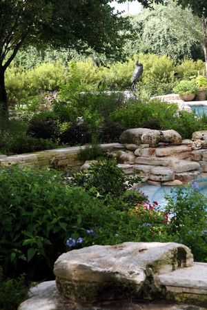 Landscaping with stone and greenery