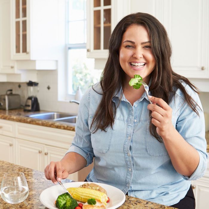 woman eating healthy meal