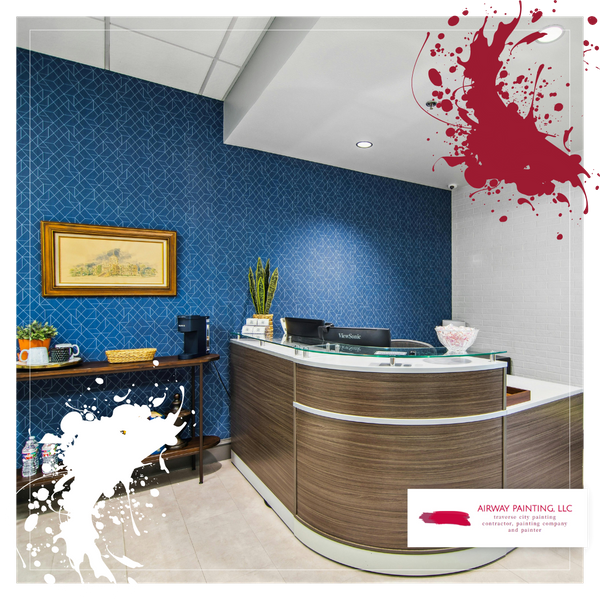 decorative painting at a reception desk