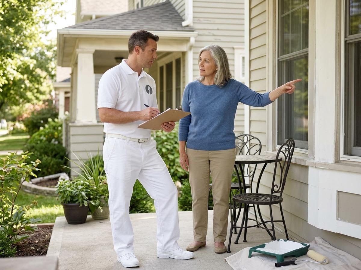 Painter and Homeowner Discussing Exterior Painting