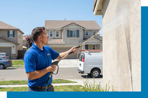 a home exterior being professionally washed