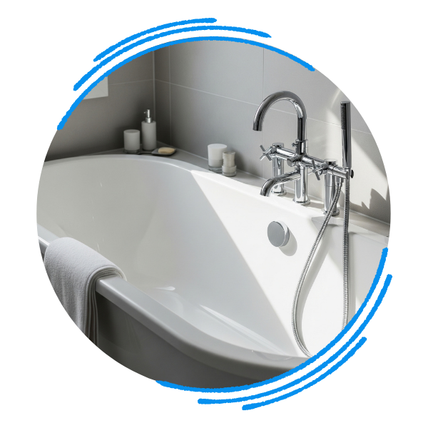 A clean modern bathtub 