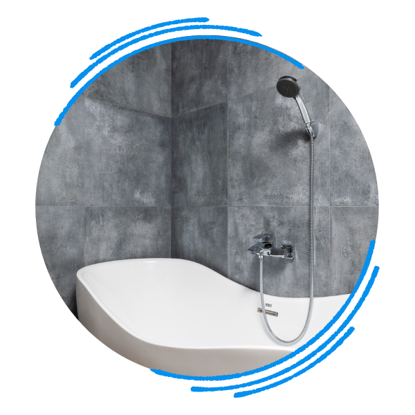 Modern bathtub with a shower attachment 
