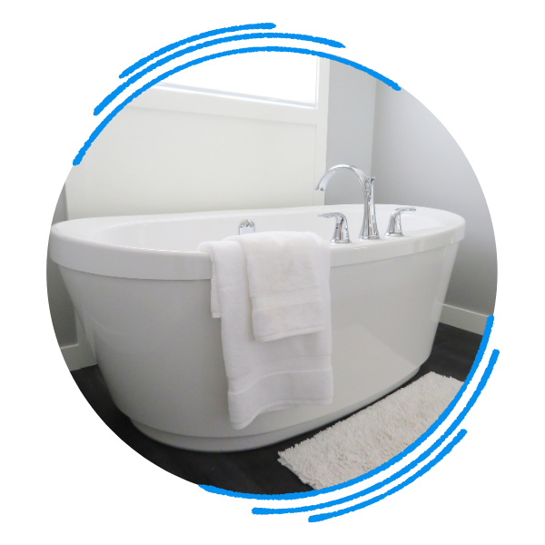 A newly installed bathtub