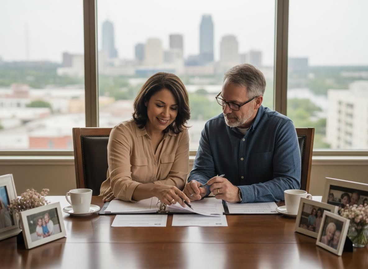 Couple reviewing important documents