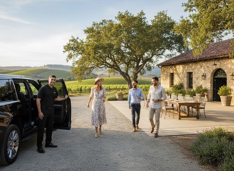Luxury Wine Tour Arrival at Vineyard Estate