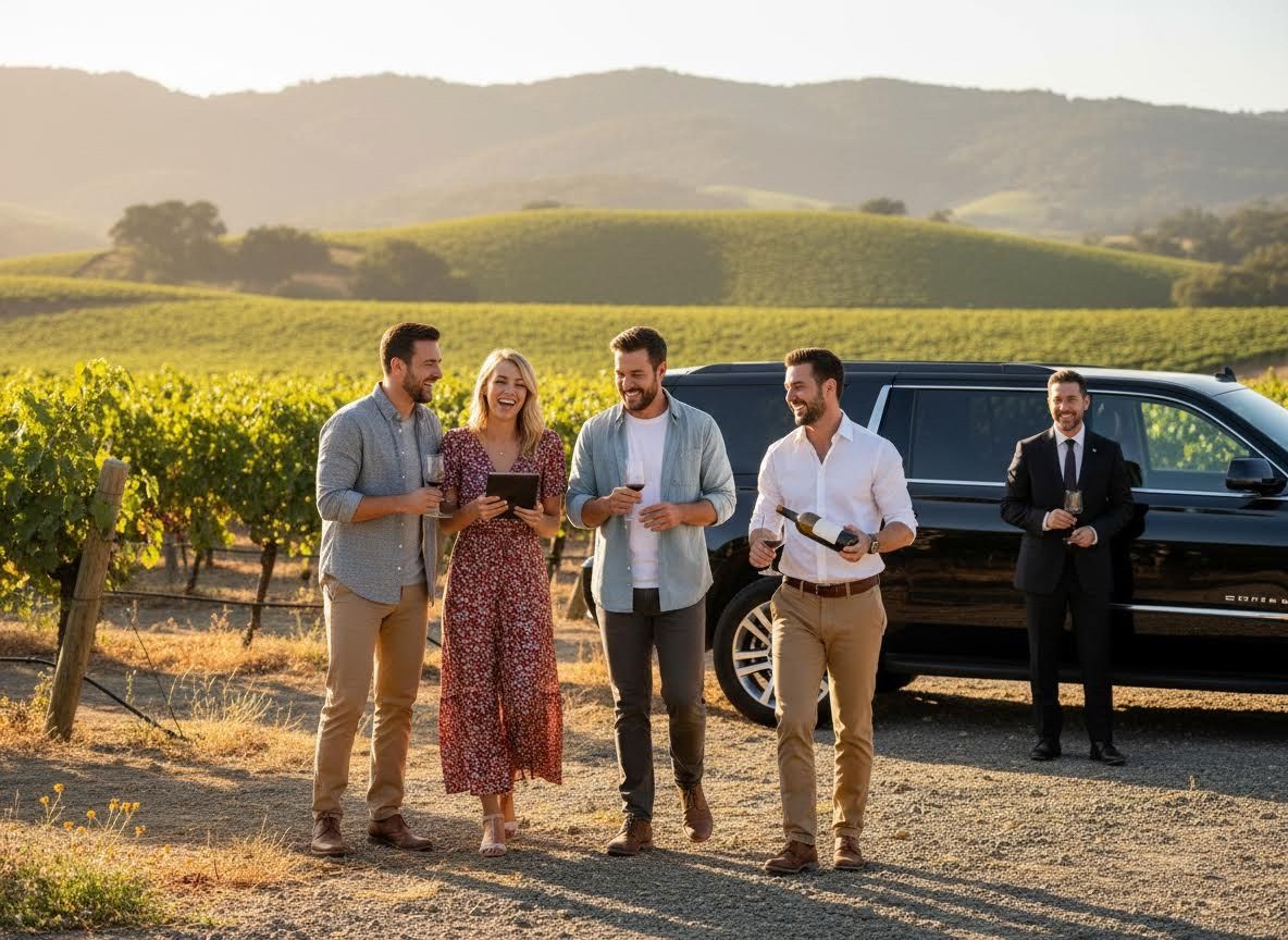 Group enjoying a luxury wine tour