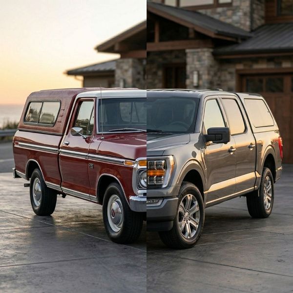 A visual representation of SnugTop's heritage, showing the evolution of truck shells over decades.