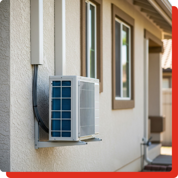A professional and clean installation of a new AC unit on a stucco home. A professional and clean installation of a new AC unit on a stucco home.