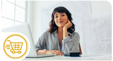 Confident young business woman sitting at her desk