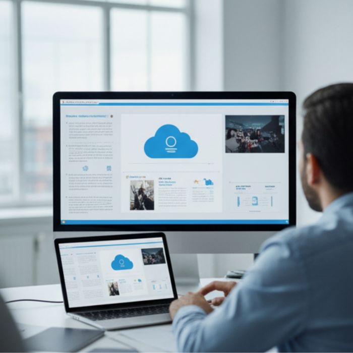 A professional reviewing secure cloud storage on his devices