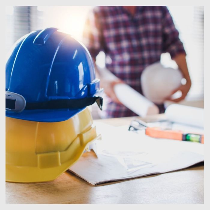 Stacked hard hats