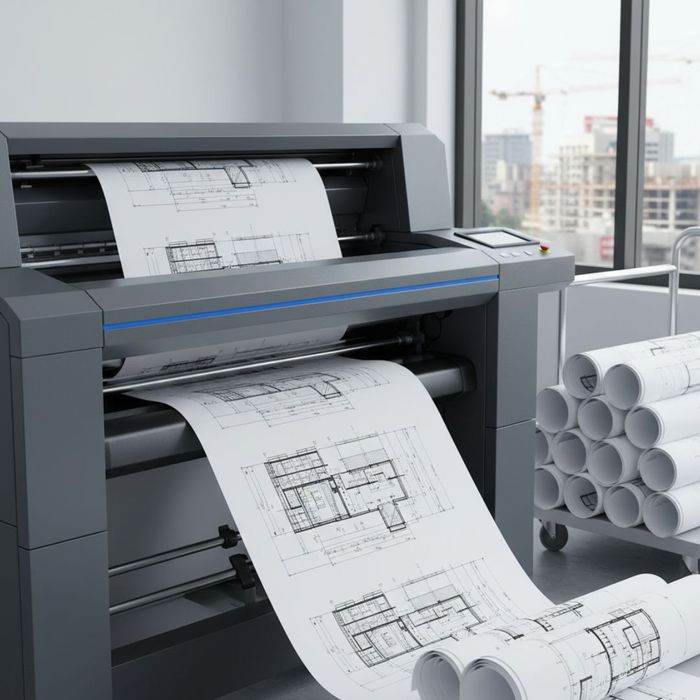 Printing construction blueprints