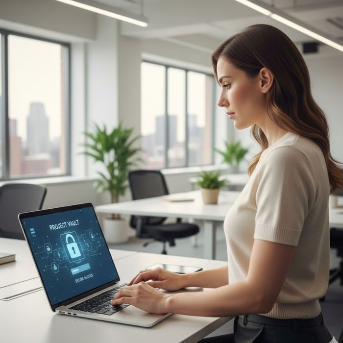 architect accessing plans through a secure network 