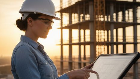 Architect reviewing digital plans on a tablet