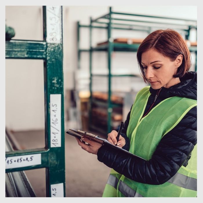 A women going over inventory