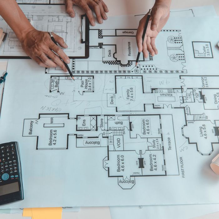 pointing at floorplans
