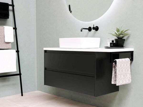 Updated bathroom vanity with modern touches