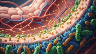 Diagram illustrating the importance of a healthy gut microbiome and lining