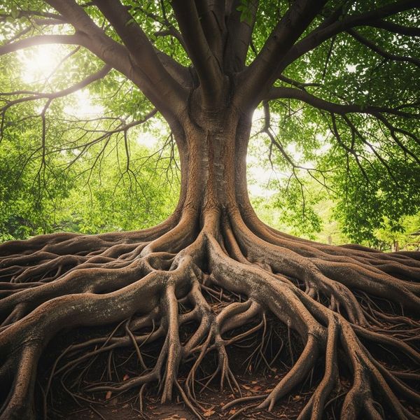 image of a tree with deep, visible roots, symbolizing the focus on root causes image of a tree with deep, visible roots, symbolizing the focus on root causes