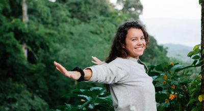 smiling woman in nature