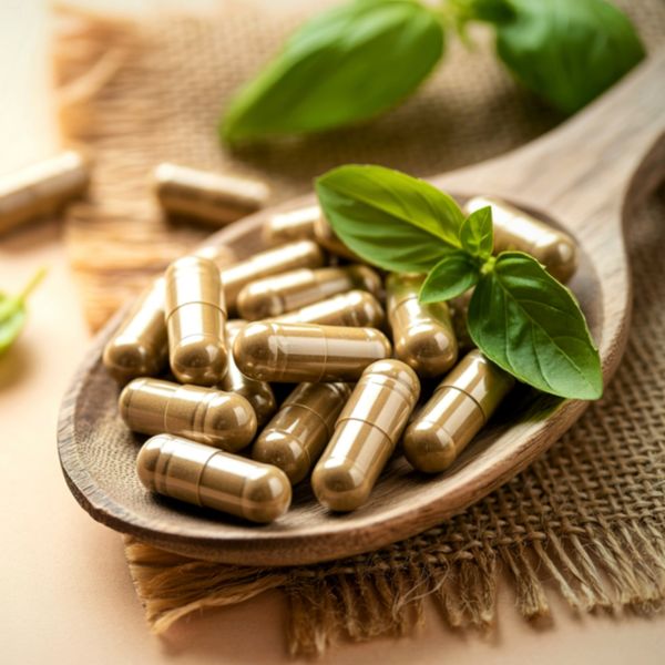 natural supplements on a spoon