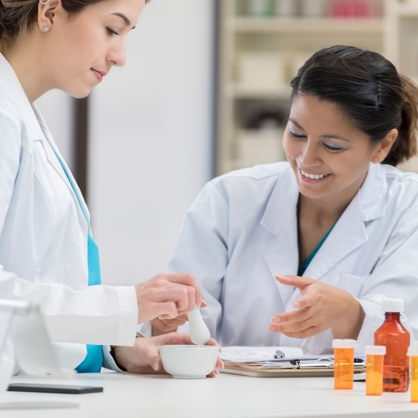 pharmacist compounding a product