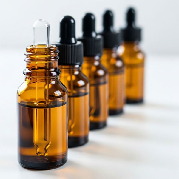 row of amber glass dropper bottles used for homeopathic medicine row of amber glass dropper bottles used for homeopathic medicine