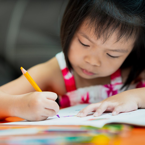 young child coloring