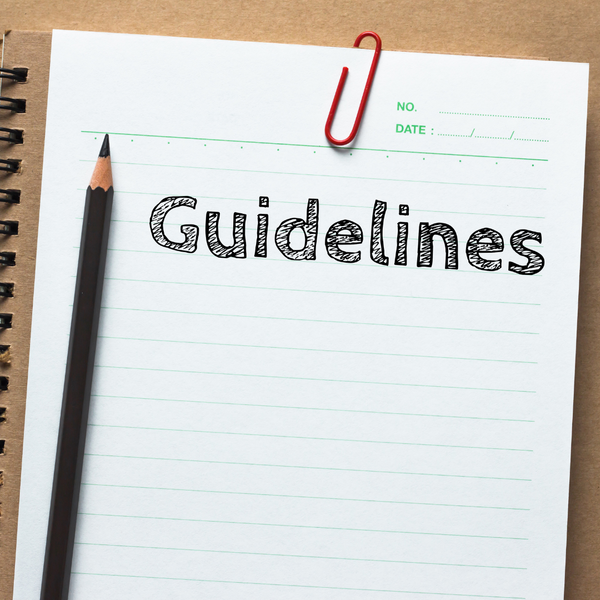 notebook that has "guidelines" written on it.