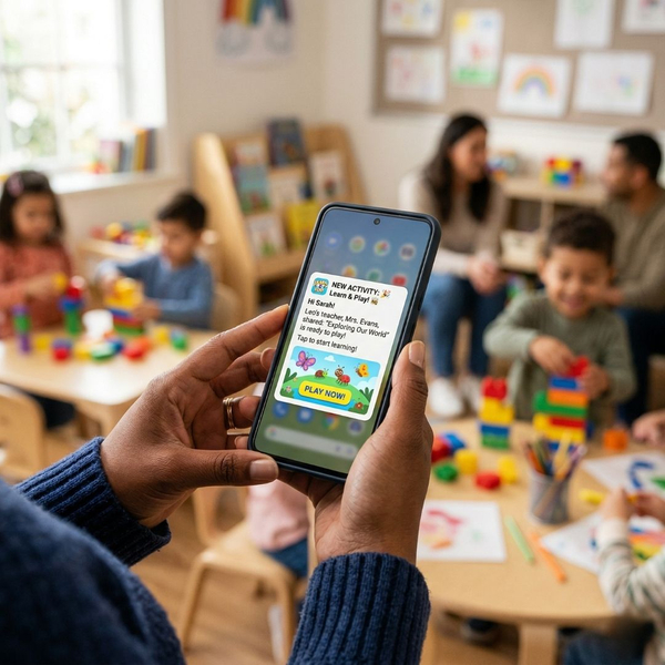 Using a mobile app for digital communication with a childcare center. Using a mobile app for digital communication with a childcare center.