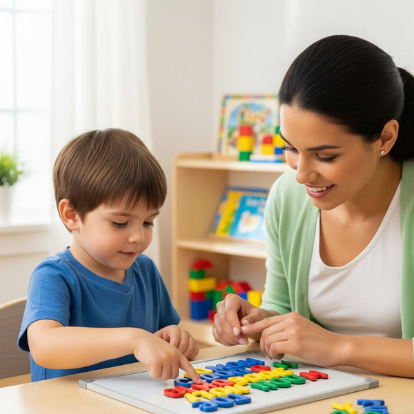 Toddler with teacher