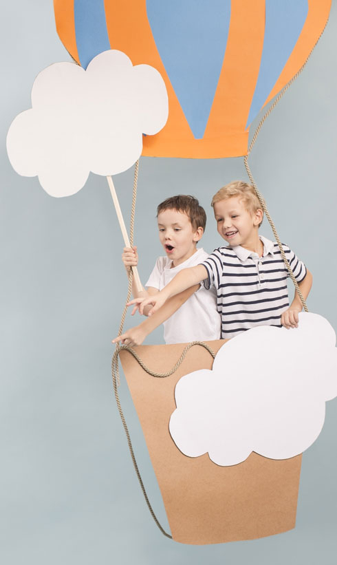 Children in a hot air balloon