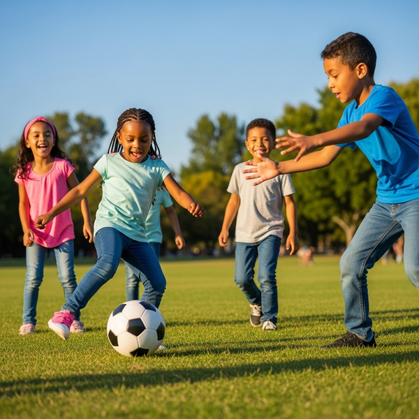 children playing with a ball outside