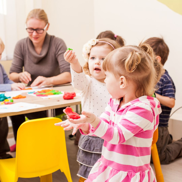 children in daycare classroom
