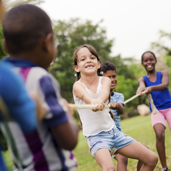 kids playing tug-of-war