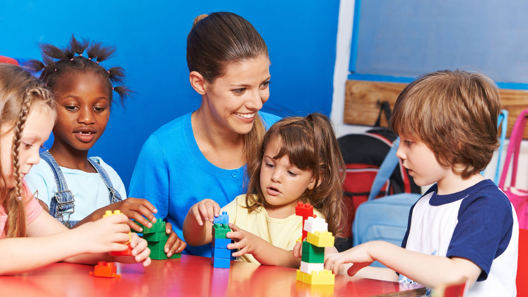 kids playing with blocks at daycare