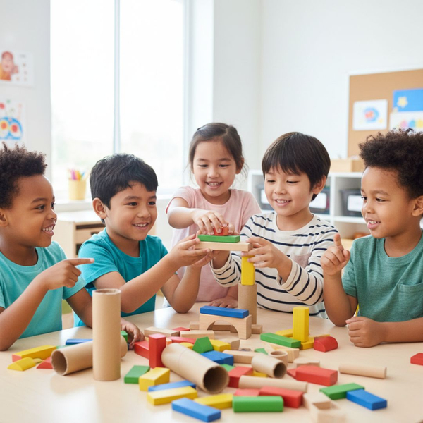 kids playing with blocks