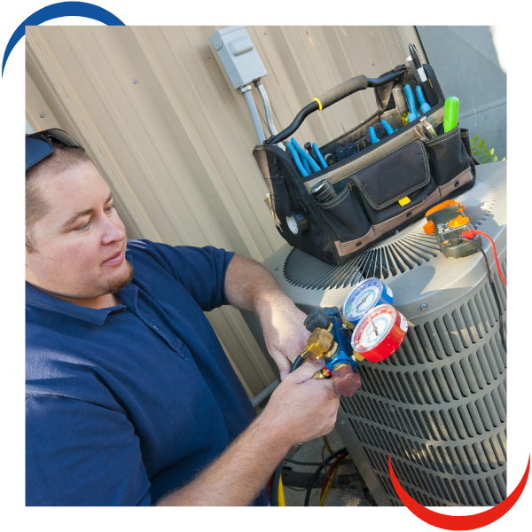 tech working on hvac system tech working on hvac system