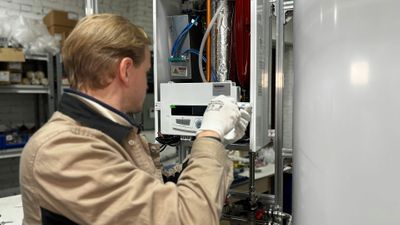 inspecting hot water heater