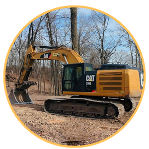 a bulldozer clearing dirt