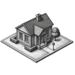 graphic of an aerial view of a house and lawn